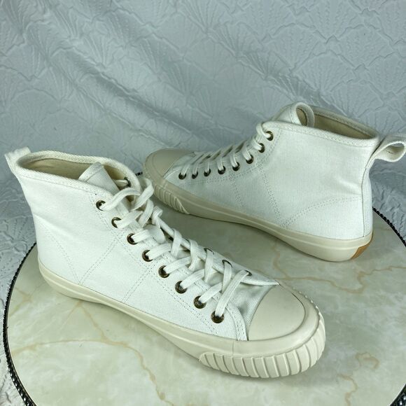 J. Crew Classic High Top Sneakers Women Sz 6 Ivory Canvas Lace Up Comfort Shoes - Picture 10 of 13